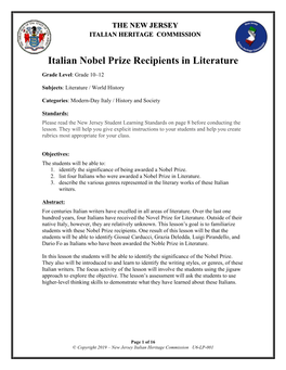 Italian Nobel Prize Recipients in Literature