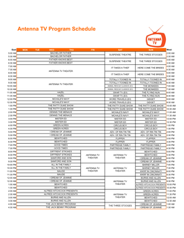 Antenna TV Program Schedule