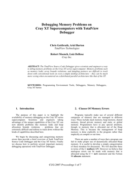 Debugging Memory Problems on Cray XT Supercomputers with Totalview Debugger