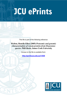 Proteomic and Genomic Characterisation of Venom Proteins from Oxyuranus Species