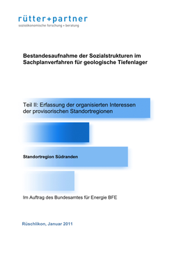 Erfassung Der Organisierten Interessen Der Provisorischen Standortregionen