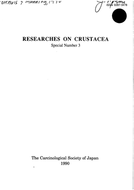 RESEARCHES on CRUSTACEA Special Number 3