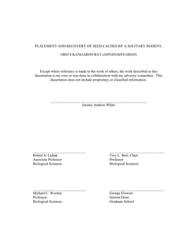 Placement and Recovery of Seed Caches by a Solitary Rodent