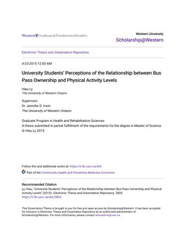 University Students' Perceptions of the Relationship Between Bus Pass Ownership and Physical Activity Levels