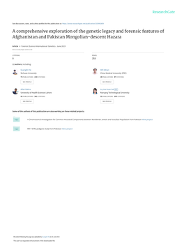 A Comprehensive Exploration of the Genetic Legacy and Forensic Features of Afghanistan and Pakistan Mongolian-Descent Hazara