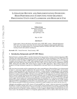 Literature Review and Implementation Overview: High Performance