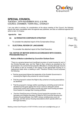 To Follow Agenda Supplement for Council, 24/11/2015 18:30