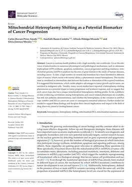 Mitochondrial Heteroplasmy Shifting As a Potential Biomarker of Cancer Progression