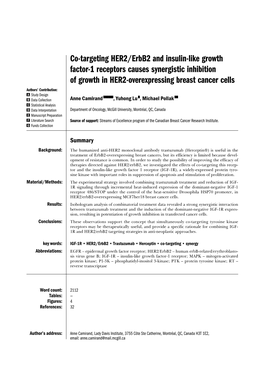 Co-Targeting HER2/Erbb2 and Insulin-Like Growth Factor-1