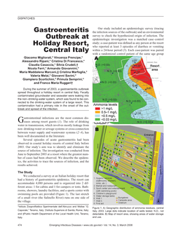 Gastroenteritis Outbreak at Holiday Resort, Central Italy