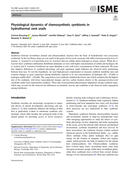 Physiological Dynamics of Chemosynthetic Symbionts in Hydrothermal Vent Snails