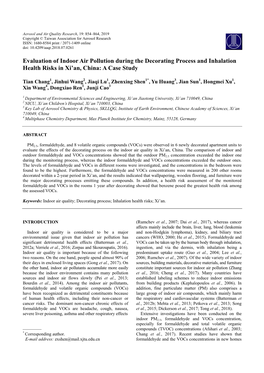 Evaluation of Indoor Air Pollution During the Decorating Process and Inhalation Health Risks in Xi’An, China: a Case Study