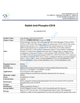 Rabbit Anti-Phospho-CD18-SL10462R-FITC