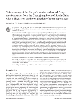 Soft Anatomy of the Early Cambrian Arthropod Isoxys Curvirostratus from the Chengjiang Biota of South China with a Discussion on the Origination of Great Appendages