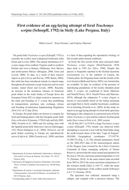 First Evidence of an Egg-Laying Attempt of Feral Trachemys Scripta (Schoepff, 1792) in Sicily (Lake Pergusa, Italy)