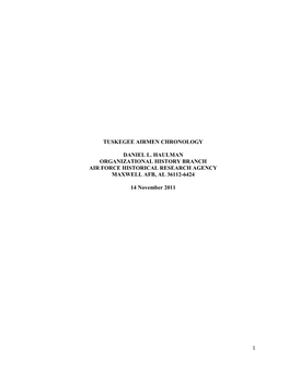 Tuskegee Airmen Chronology Daniel L. Haulman Organizational