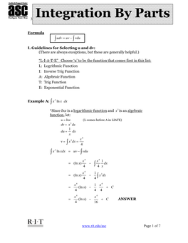 Integration by Parts