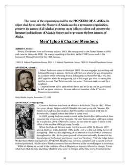 Men's Igloo 6 Charter Member Biographies