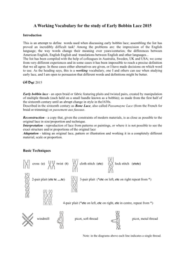 A Working Vocabulary for the Study of Early Bobbin Lace 2015