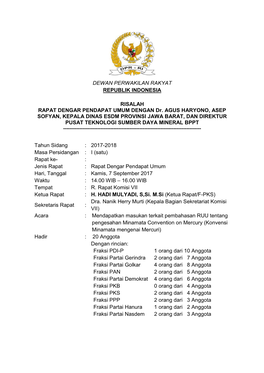 Dewan Perwakilan Rakyat Republik Indonesia Risalah