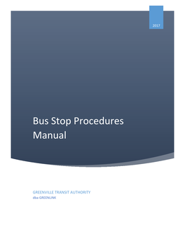 2017 Bus Stop Procedures Manual