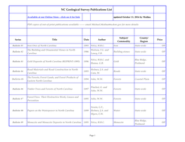 North Carolina Geological Survey Publications List