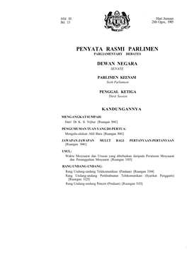 Penyata Rasmi Parlimen Parliamentary Debates