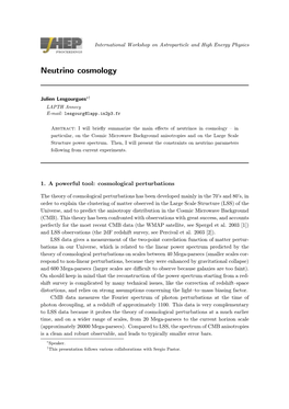 Neutrino Cosmology