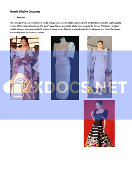 Female Filipino Costumes | Fashion & Beauty | Clothing