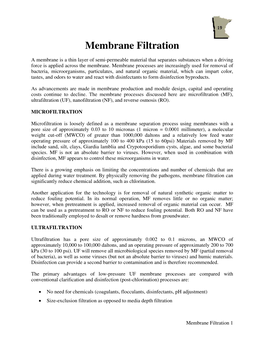 Membrane Filtration