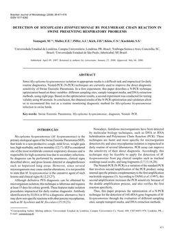 Detection of Mycoplasma Hyopneumoniae by Polymerase Chain Reaction in Swine Presenting Respiratory Problems