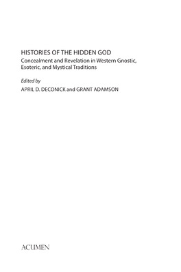 HISTORIES of the HIDDEN GOD Acumen