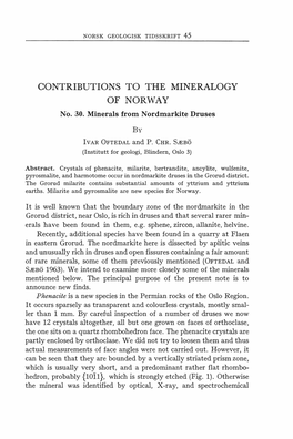 Contributions to the Mineralogy of Norway