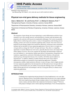 Physical Non-Viral Gene Delivery Methods for Tissue Engineering