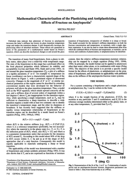 Mathematical Characterization of the Plasticizing and Antiplasticizing Effects of Fructose on Amylopectin1 T