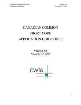 Canadian Common Short Code Application Guidelines