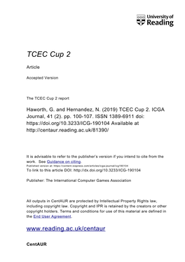 The TCEC Cup 2 Report