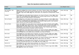 Baker Tom's Bread Ingredients List MAR 2021