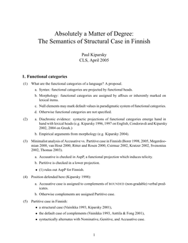 The Semantics of Structural Case in Finnish