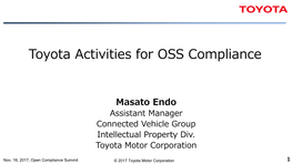 Toyota Activities for OSS Compliance