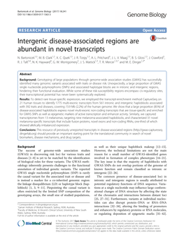 Intergenic Disease-Associated Regions Are Abundant in Novel Transcripts N