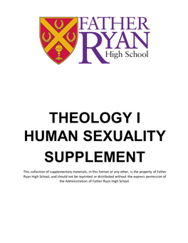 Fr. Ryan 'Human Sexuality' I Supplement (Portions)