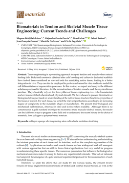 Biomaterials in Tendon and Skeletal Muscle Tissue Engineering: Current Trends and Challenges