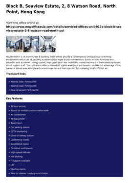Block B, Seaview Estate, 2, 8 Watson Road, North Point, Hong Kong