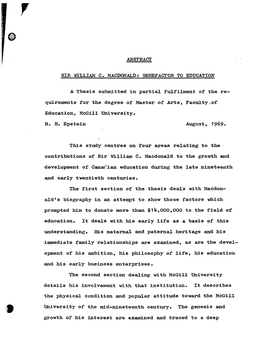 Abstraol' SIR WILLIAM C. MACDONALD