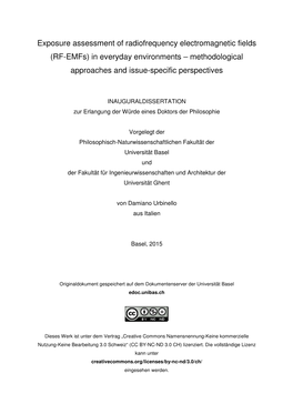 Exposure Assessment of Radiofrequency Electromagnetic Fields (RF-Emfs) in Everyday Environments – Methodological Approaches and Issue-Specific Perspectives