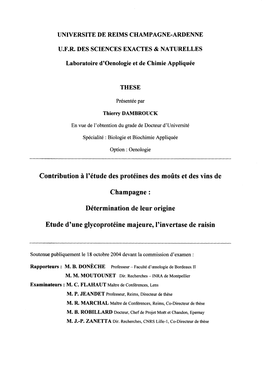 Contribution À L'étude Des Protéines Des Moûts Et Des Vins De