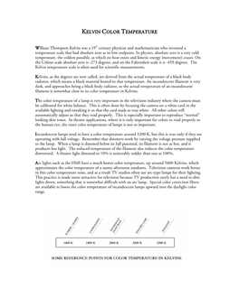 Kelvin Color Temperature
