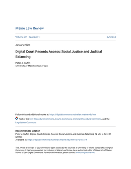 Maine Law Review Digital Court Records Access