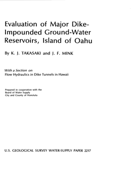 Evaluation of Major Dike- Impounded Ground-Water Reservoirs, Island of Oahu
